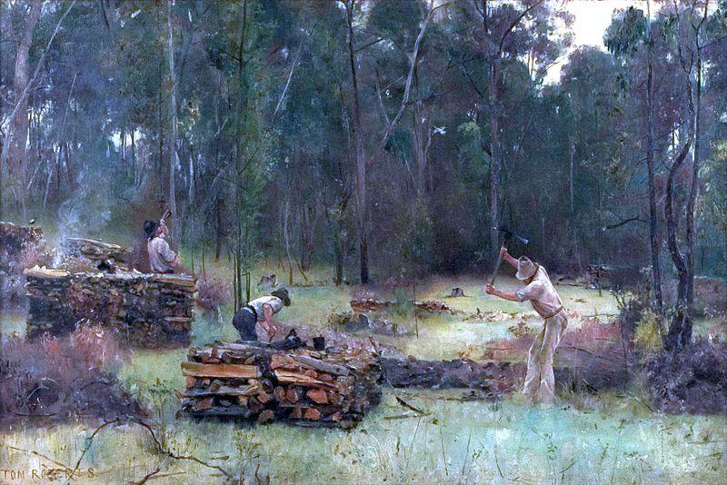 Tom roberts Wood splitters oil painting picture